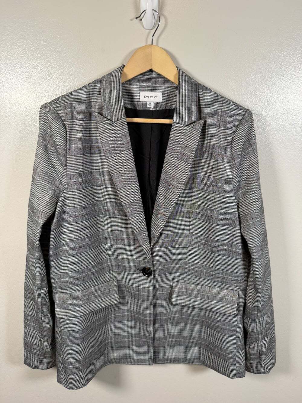 Evereve Plaid Blazer Jacket Size XL Work Career Business Professional Interview